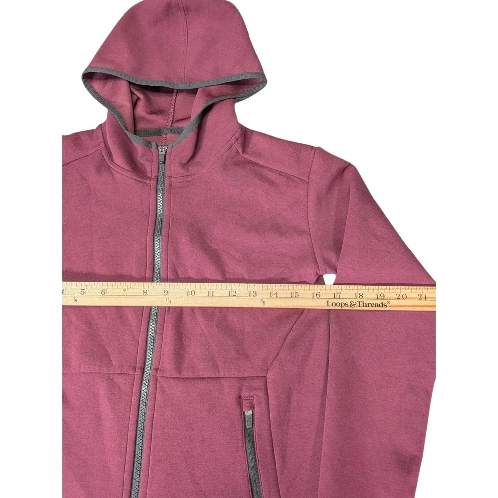 DSG Boys Medium 10-12 Full Zip Hoodie Burgundy Tech Fleece Jacket